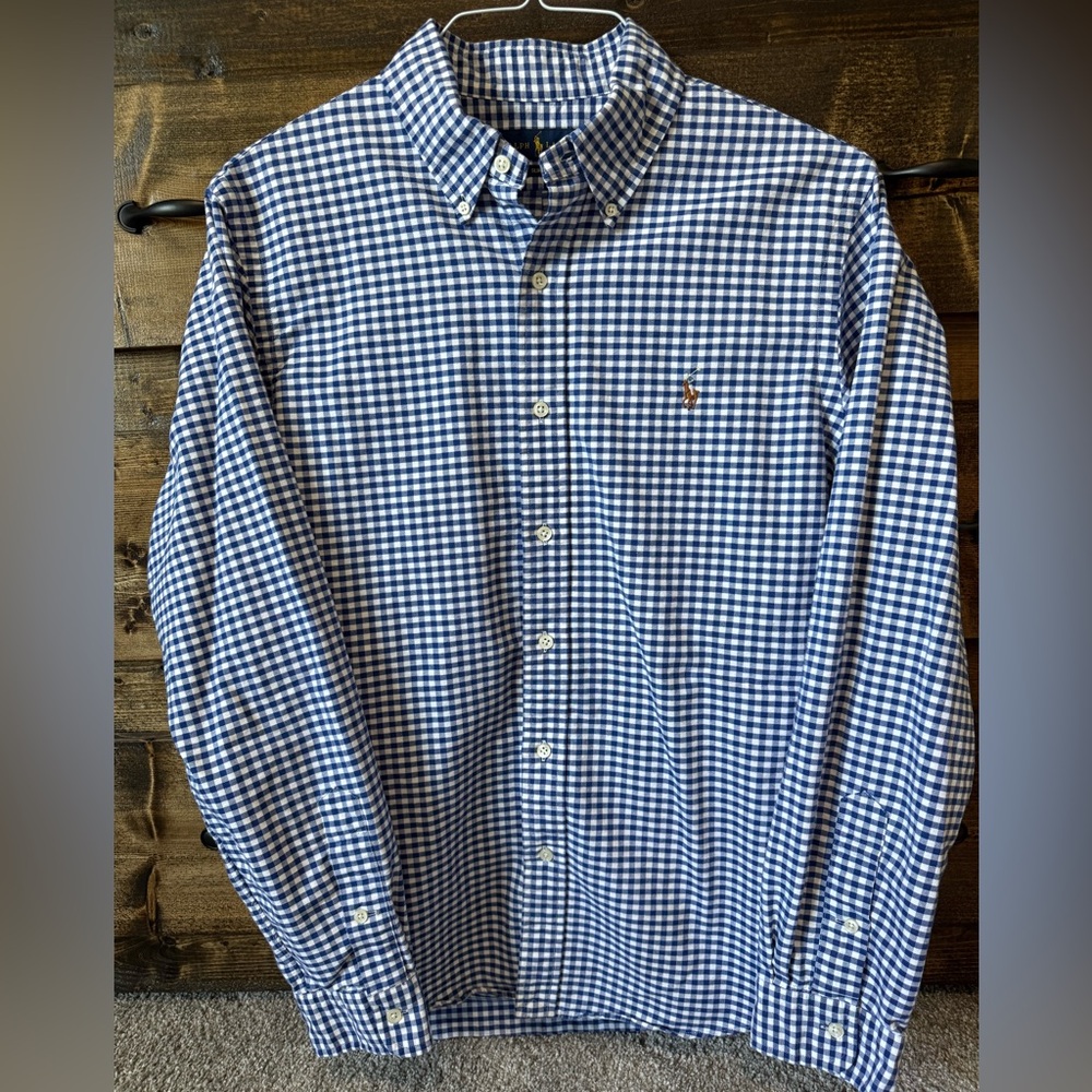 Ralph Lauren Blue and White Button Down Shirt